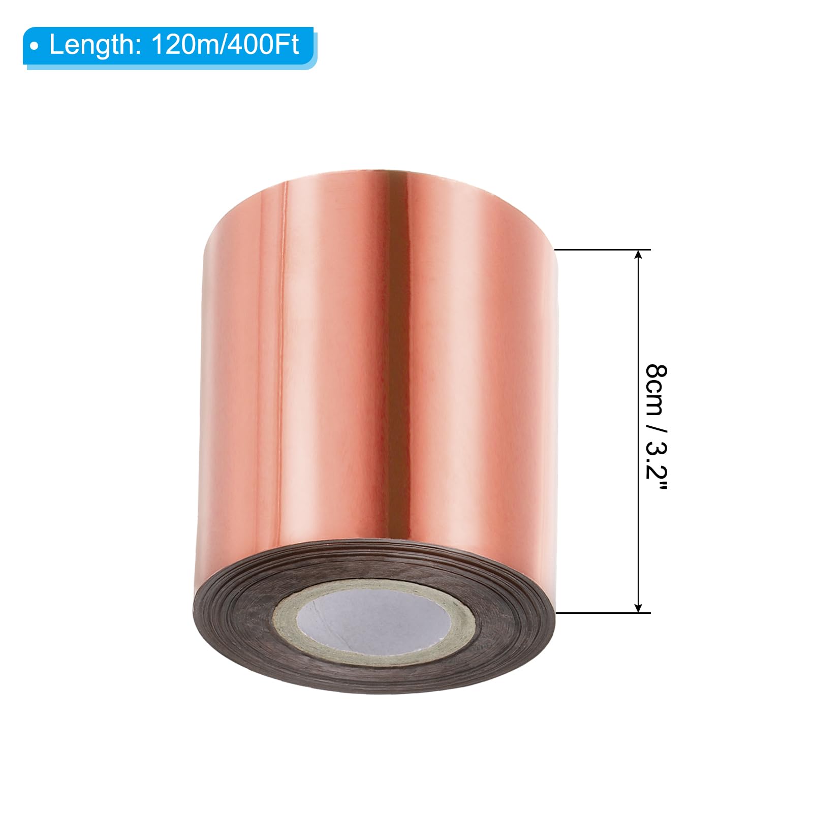PATIKIL 3.2" x400Ft Hot Stamping Foil Paper,Heat Transfer Hot Stamping Paper Foil Roll for Leather DIY Logo Decor Craft Gift Card Package Scrapbook,Rose Gold - Image 2