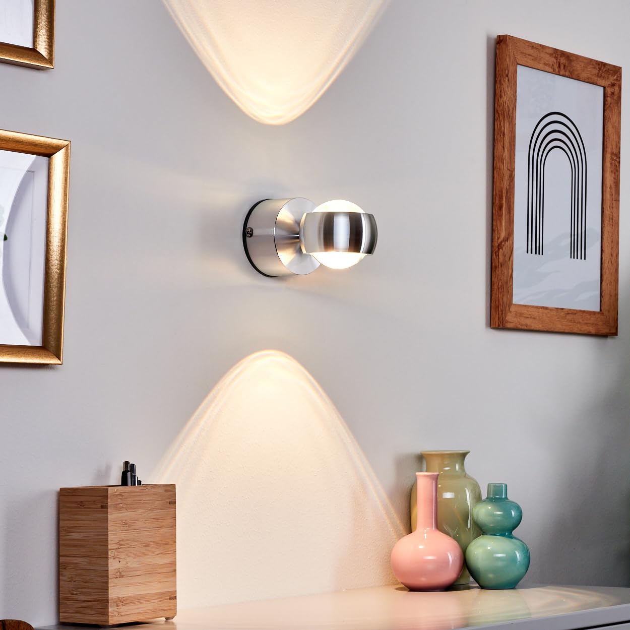 HOFSTEIN LED Außenwandleuchte Florenz, moderne Wandlampe aus Metall/Glas in Anthrazit, Wandleuchte mit Up&Down Lichteffekt, Außenleuchte für Eingangsbereich, 2 x 3 Watt, 480 Lumen, 3000 Kelvin, IP44