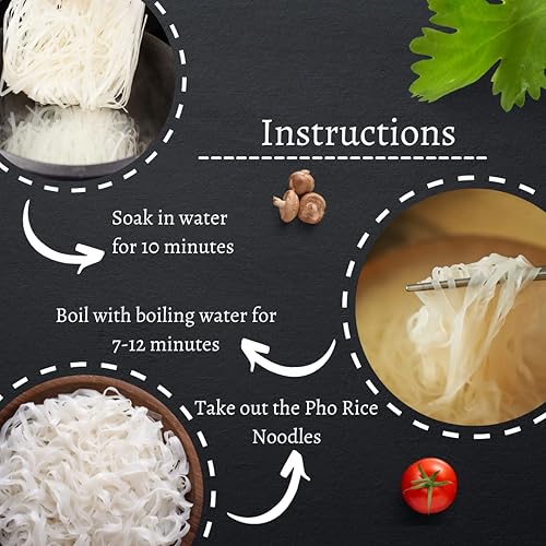 Miniatura 2 de Asiadeli Fideos de arroz Pho, fideos de barra de arroz premium, fideos Banh Pho - 10.5 onzas (paquete de 3 bolsas)