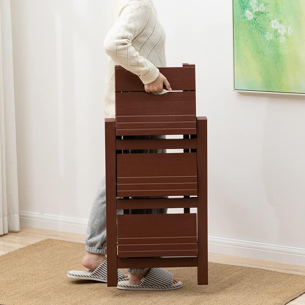 Multifunctional Solid Wood Step Stool for Adults Folding Ladder Chair with 2/3/4 Steps Household Counter Chair for Indoor Climbing Multicolor Step Ladder Stool