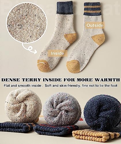 Image of IIG 5 Pairs Women's Vintage Style Thick Wool Warm Winter Crew Socks
