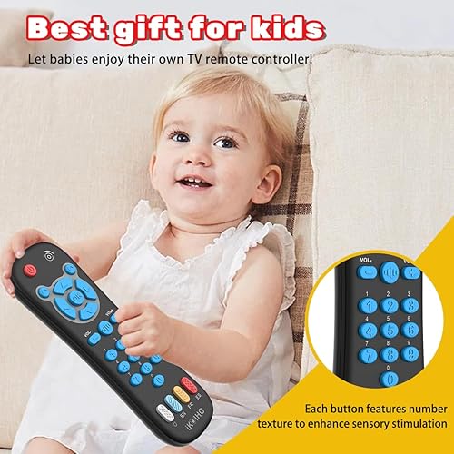 Miniatura 6 de Juguete de control remoto para bebés de 1 año, regalos realistas para niños pequeños, juguete remoto de TV con música y luz, juguete de aprendizaje
