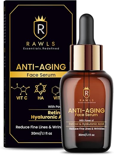 RAWLS Face Serum for Glowing Skin,30ML|Anti-Aging Serum with Retinol,Hyaluronic Acid &amp; Vitamin C|Reduces Fine Lines,Wrinkl...