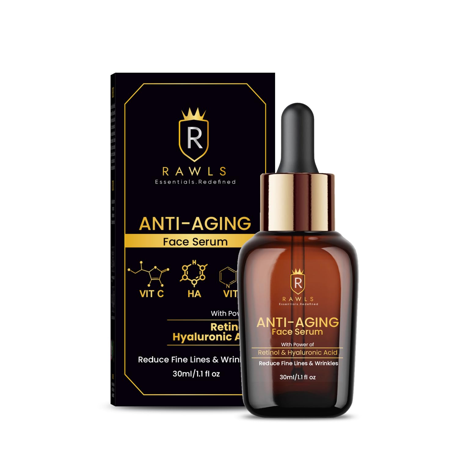 RAWLS Face Serum for Glowing Skin,30ML|Anti-Aging Serum with Retinol,Hyaluronic Acid & Vitamin C|Reduces Fine Lines,Wrinkl...