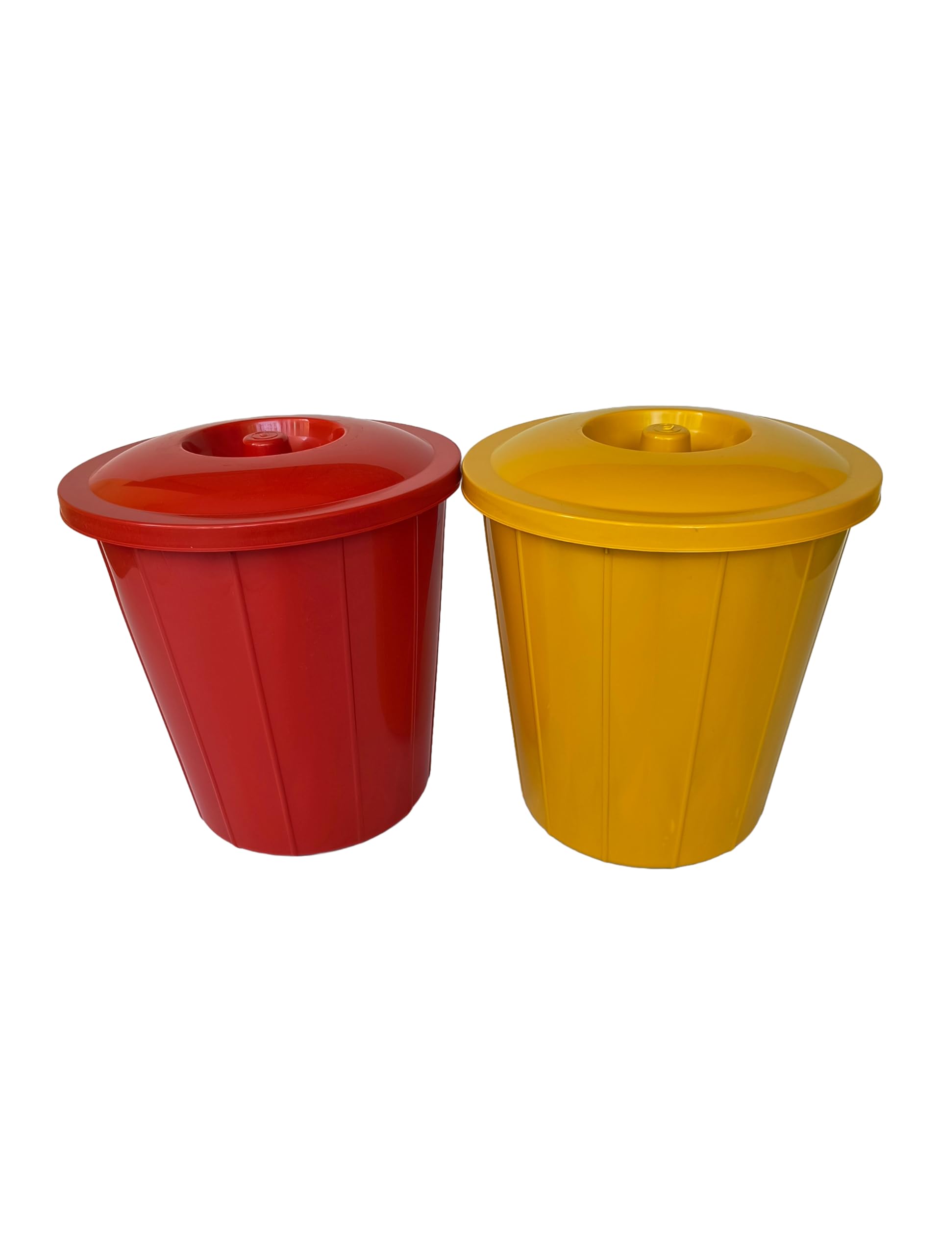 Set of 2 Premium Plastic 13 Ltr Dustbin Dry and Wet Garbage Waste bin with Lid for Home and Office Red Yellow Colour-image-48