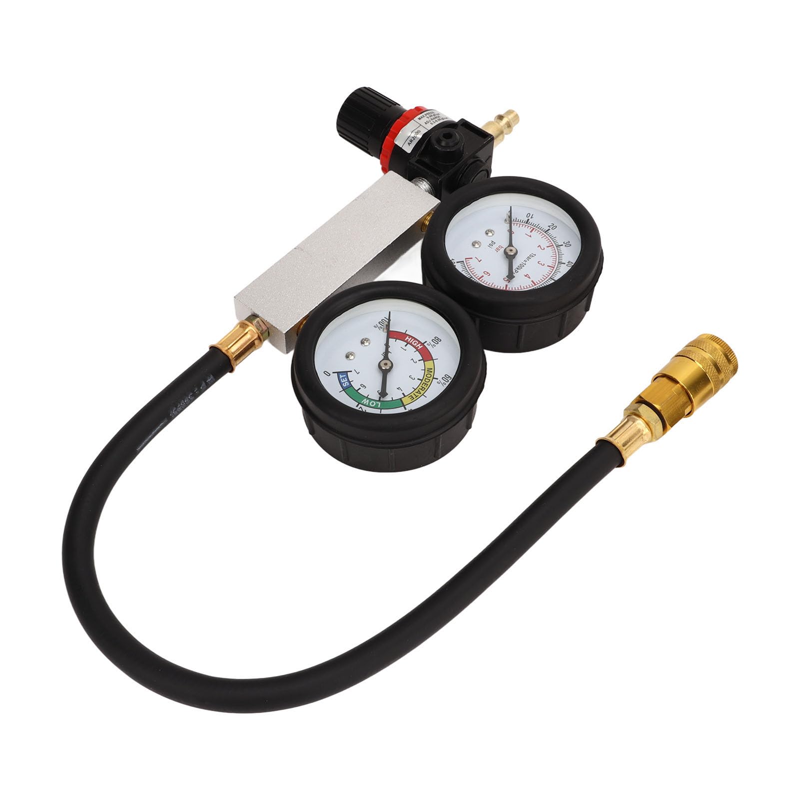 Kit de Probador de Fugas de Cilindro, Juego de Medidores de Compresión del Motor para Motor de Gasolina con Bujías de 14 Mm, 12 Mm y 10 Mm, Detecta Fugas en Motores de 4 Tiempos