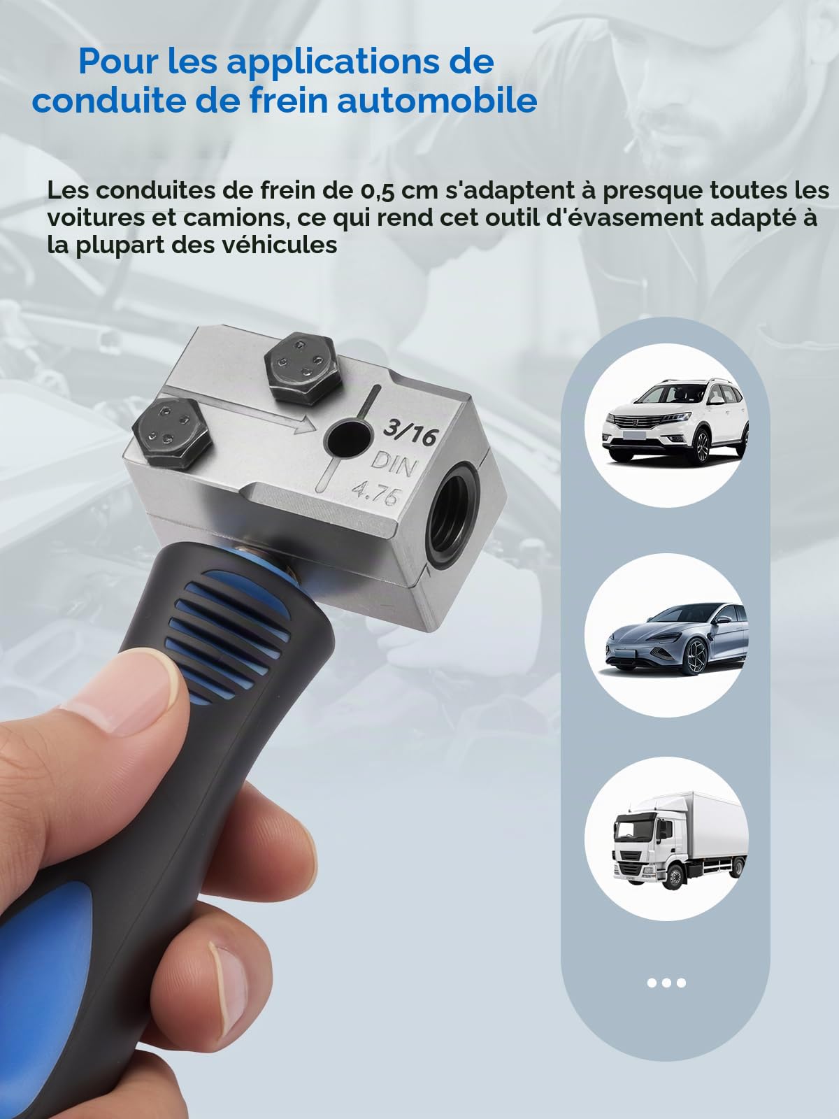Kit Universel à Double Evasement pour Conduites de Frein DIN 4,75 mm (3/16") - Kit de Réparation pour Tuyaux de Frein en Cuivre, Nickel et Acier - Compatible avec Les Voitures, Camions