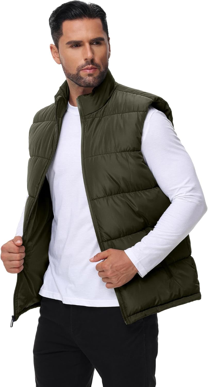 WHN Men's Puffer Vest Outerwear Winter Zipper Quilted Puffy Sleeveless Jacket Outdoor Size M to XXL - Image 6