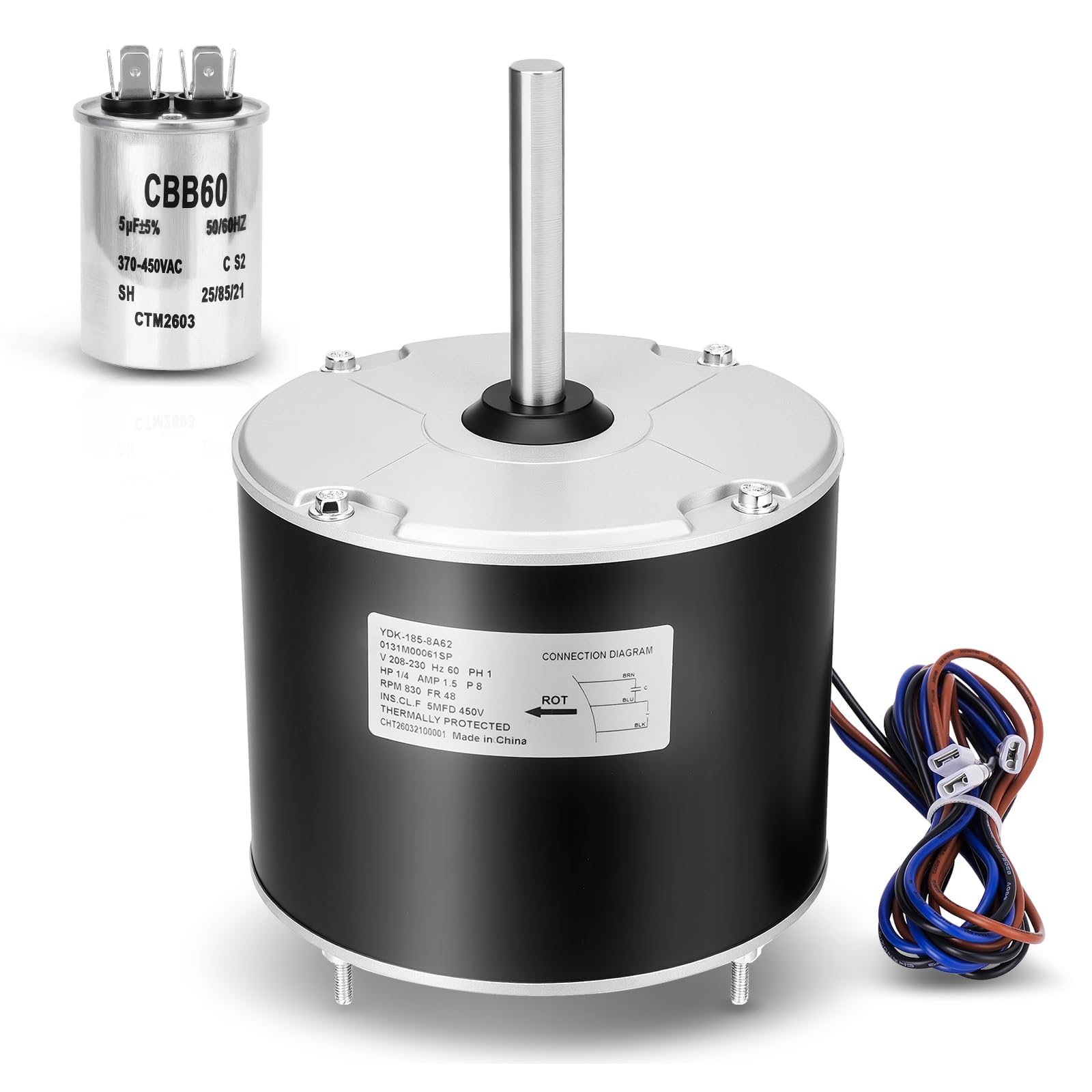 View 1 of 0131M00061SP Condenser Fan Motor 1/4 HP 830RPM 208-230V 1.5A