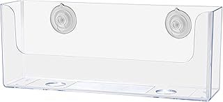 Marketing Holders 6 Pack Window Mount Brochure Holder 8.5 Inch Wide Horizontal Bifold Literature Display Clear Acrylic Printed Material Document Suction Cup Mount