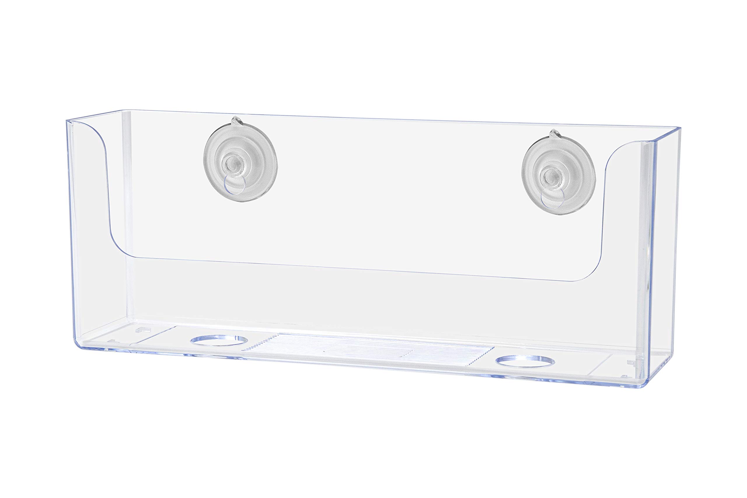 Marketing Holders Suction Cup Brochure Holder 8.5 Inch Wide Literature Display for Windows or Glass Walls Clear Acrylic Printed Material Document Booklet Pocket Rack