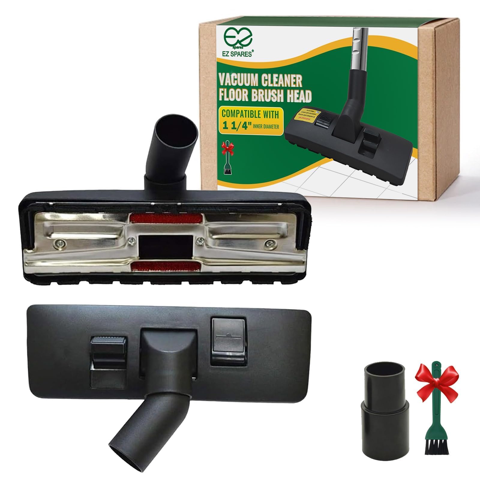 EZ SPARES Universal Vacuum Cleaner Floor Brush with Vacuum Adapter,Compatible with Hoover, Eureka, Rainbow,Shop VAC,Most Brand,Nozzle Tool,2-in-1 for Hard Floor&Carpet Combo(with Mini Cleaning Brush)