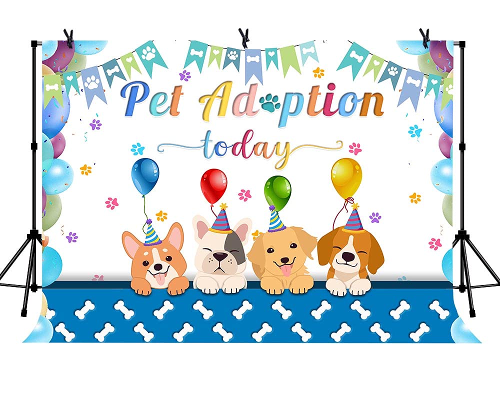 LYLYCTY 7x5ft Pet Adoption Backdrop Claws Bone Cute Dogs Background for Children's Birthday Party Decor Banner Photo Booth Studio Props BJWYLY41