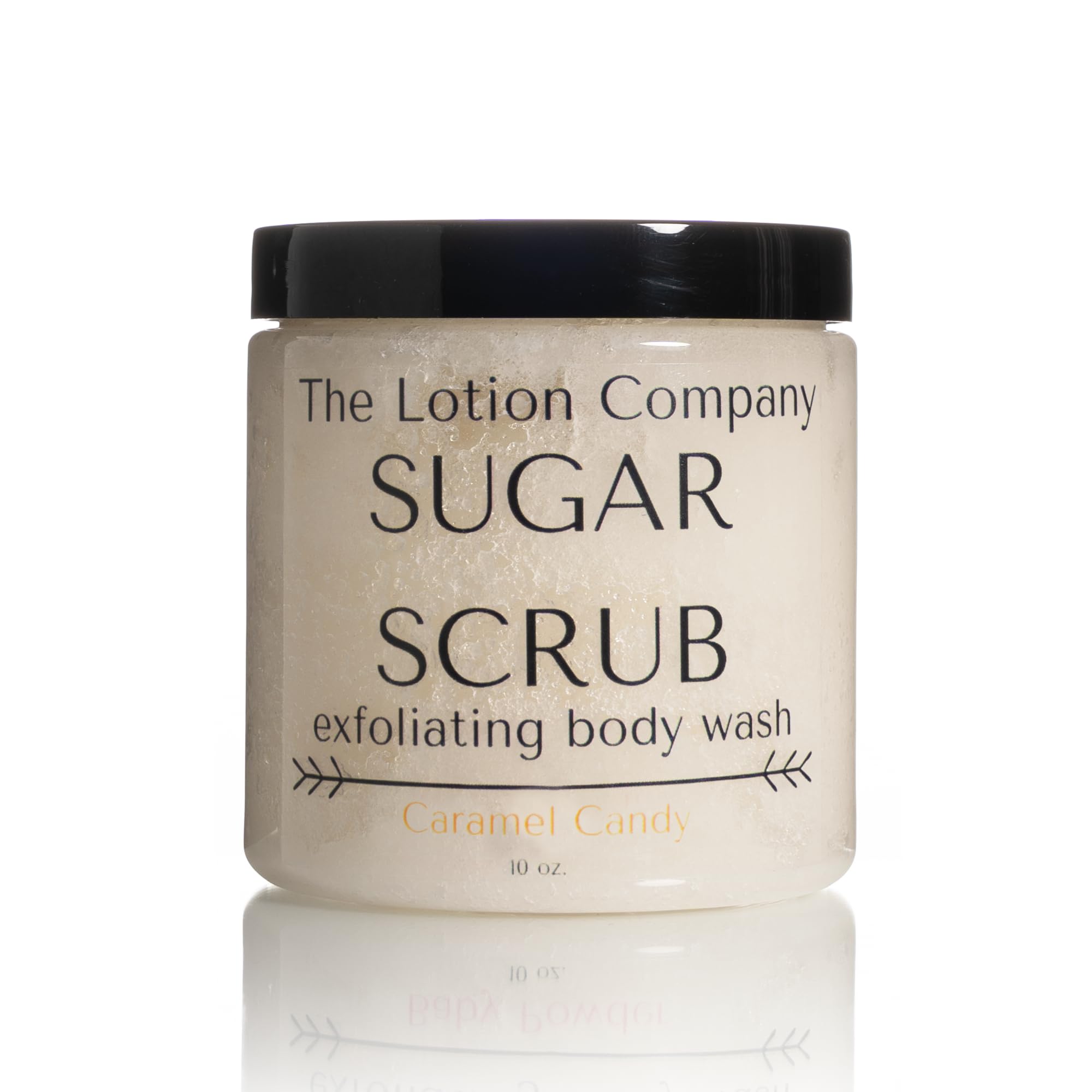 The Lotion Company Sugar Scrub Exfoliating Body Wash, Caramel Candy Fragrance, Paraben Free, Cruelty Free, Made in USA, Bath and Shower Exfoliator, 11 Ounces