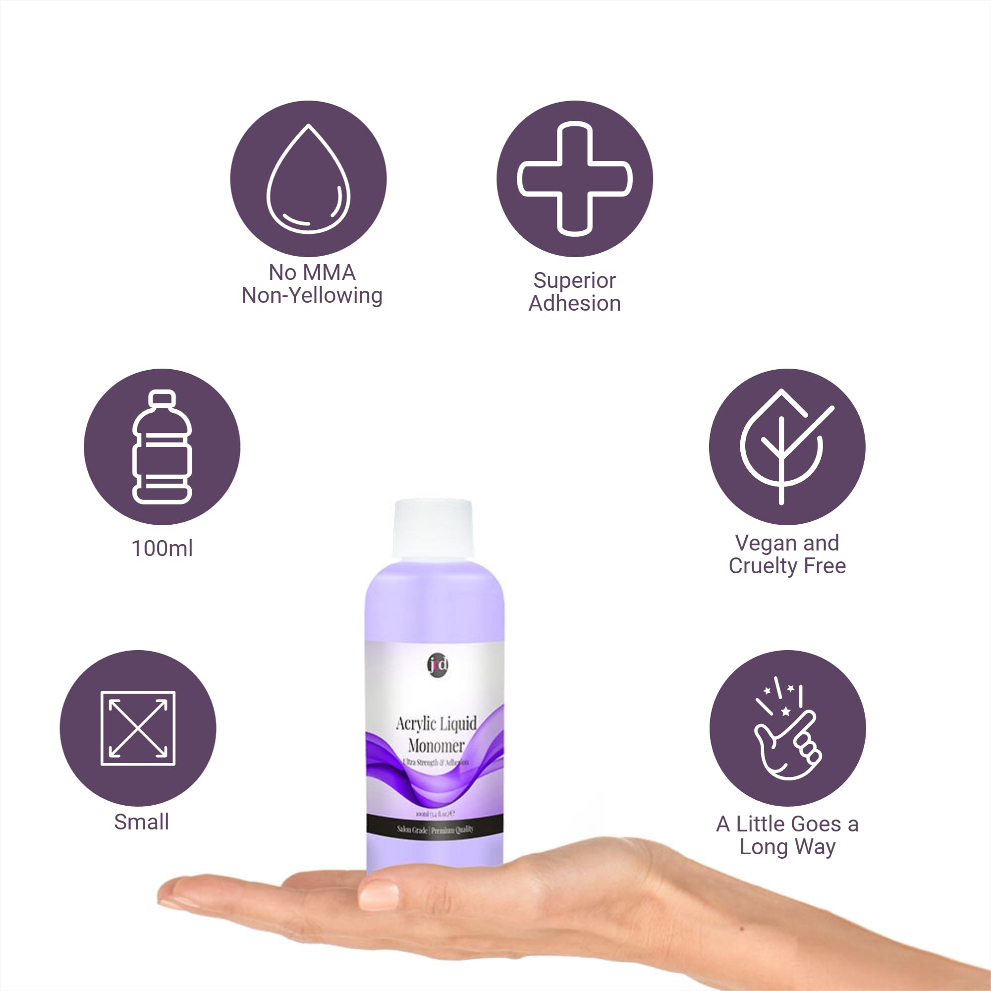 JND - Acrilico liquido monomero professionale, per nail art (100 ml (confezione da 1), Viola)