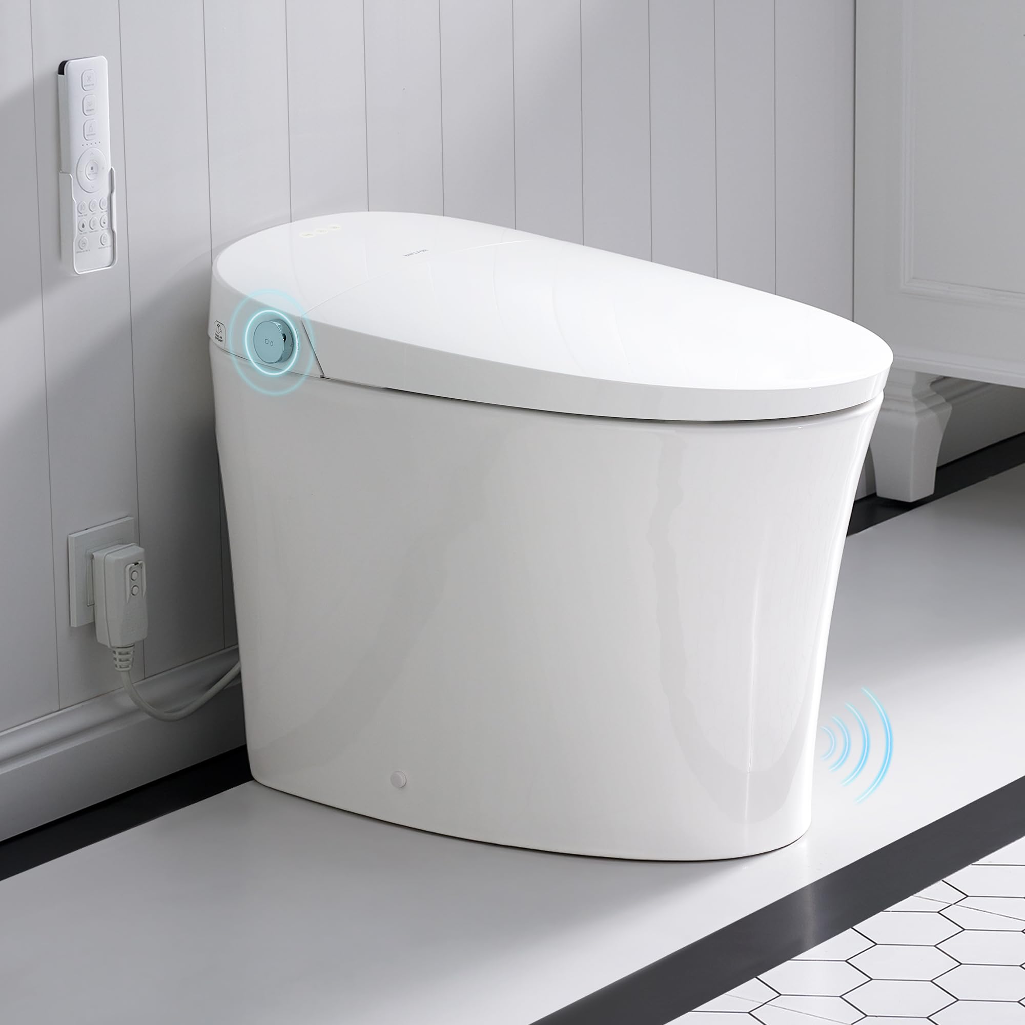 WELLFOR Smart Bidet Toilet with Built-in Tank 1 6 GPF Auto Flush Smart Toilet Heated seat Remote Control