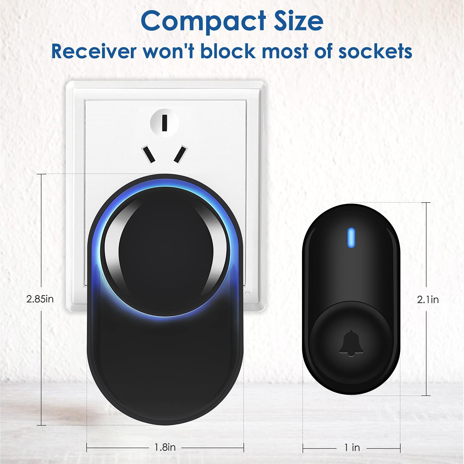 Wireless Doorbell, Satisure Waterproof Door Bell Chime Kit Operating at 1300 Feet 58 Melodies, 5 Volume Levels & LED Flash for Home Store Office Classroom (1 Transmitter +1 Receiver) - - 