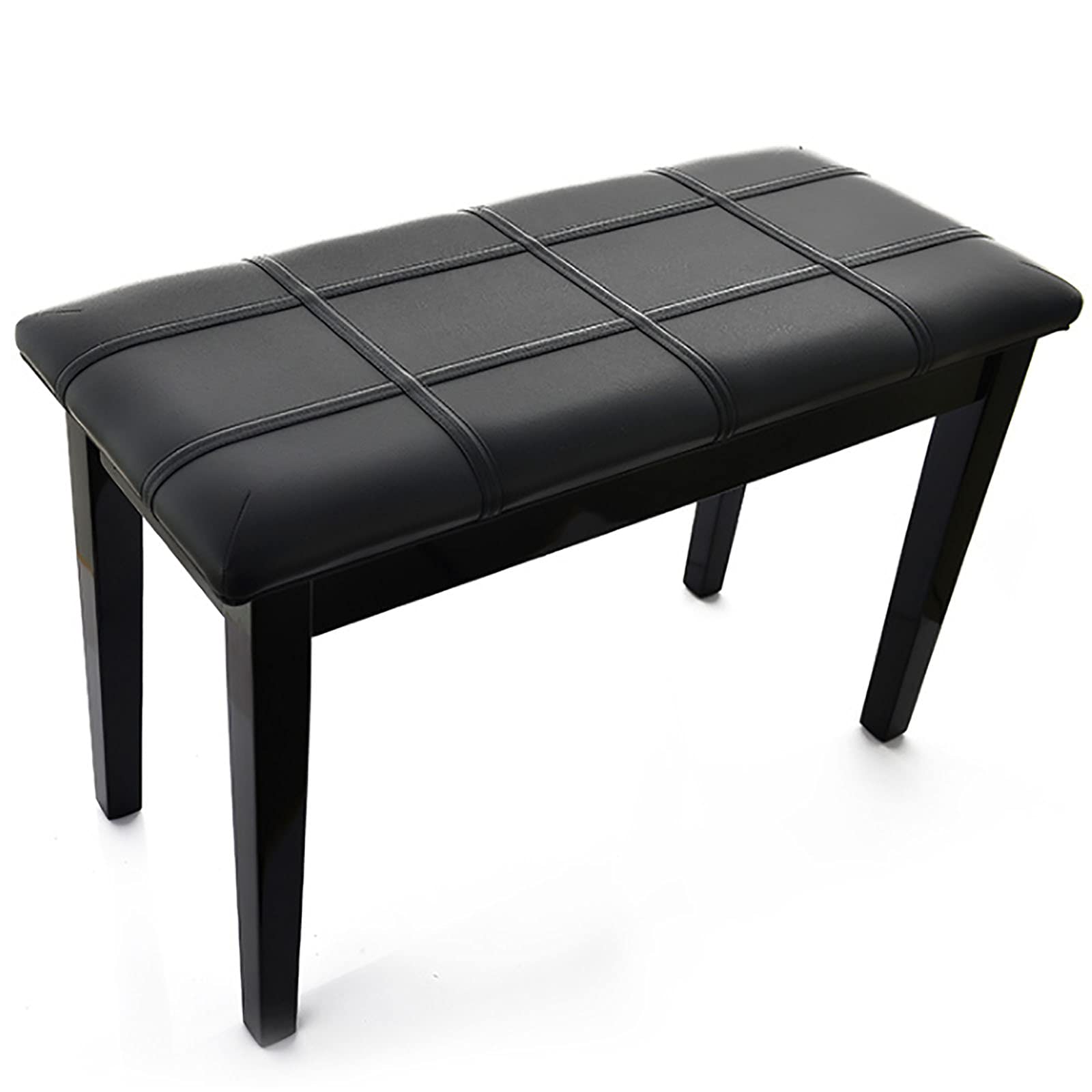 Doppia panca per pianoforte in pelle di alta qualità con contenitore impermeabile, sgabello per pianoforte in legno nero bianco e nero, comoda seduta per pianoforti