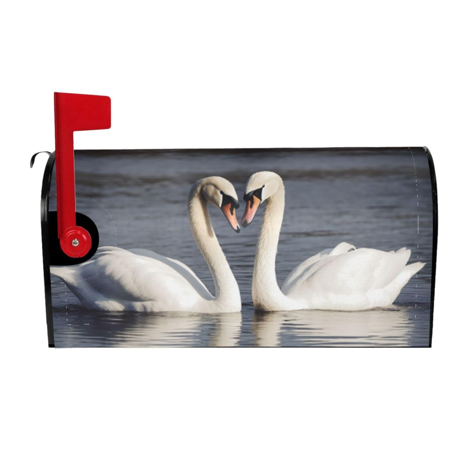Romantic White Swan Mailbox Covers Magnetic Wraps Post Letter Box Cover Garden Home Decor 21x18 in