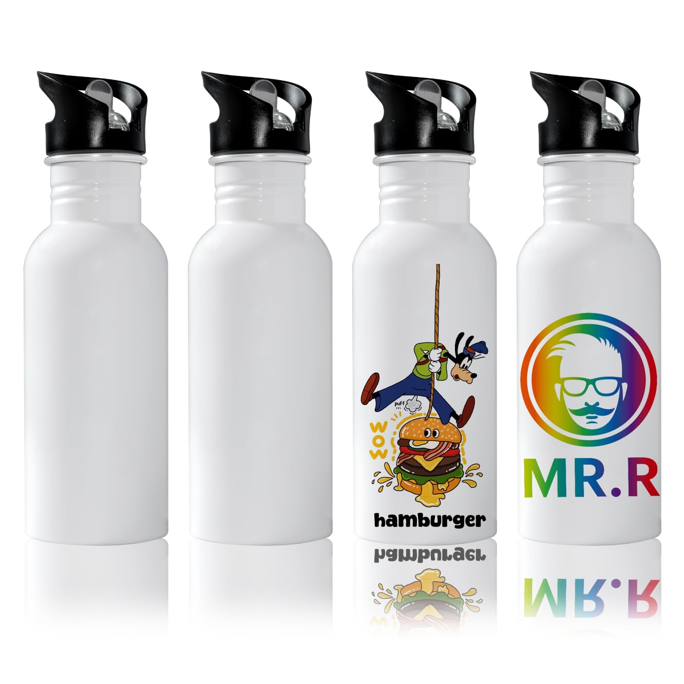 MR.R Bottiglia In Alluminio Per Sublimazione 600 Ml Con Due Tappi: Pronta Per La Stampa A Caldo!
