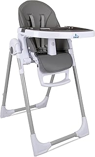 TORAL Trona Bebe Evolutiva - Plegable, Reclinable y Segura - Trona Bebe con Altura y Reposapiés Ajustables - Bandeja Extraíble y Fácil de Limpiar - Trona Portatil Bebe Color Gris