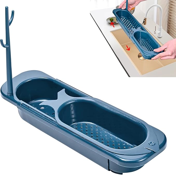 Cimown Telescopic Sink Storage Rack, Telescopic Sink Shelf,Sink Drain ...