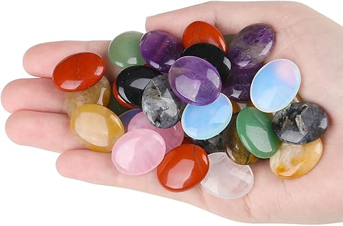 Miniatura 1 de ZHIYUXI 30 piezas de cristales y piedras de preocupación, piedras preciosas amatista, cuarzo transparente, cuarzo rosa, ojo de tigre, obsidiana,