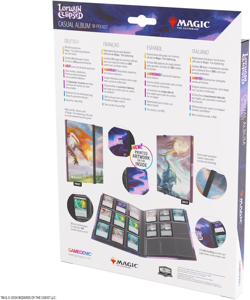 Gamegenic Magic: The Gathering Lorwyn Eclipsed CASUAL ALBUM 18-POCKET - Eirdu, Carrier of Dawn/Isilu, Carrier of Twilight Design, Holds 360 Double-Sleeved Cards, Side-Loading Pages