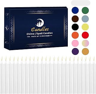 24 Pack White Spell Chime Candles – Premium Mini Unscented Taper Candles for Rituals, Prayer, Meditation, Altar, Spells – 4" Tall – Ideal for Witches & Spiritual Practices