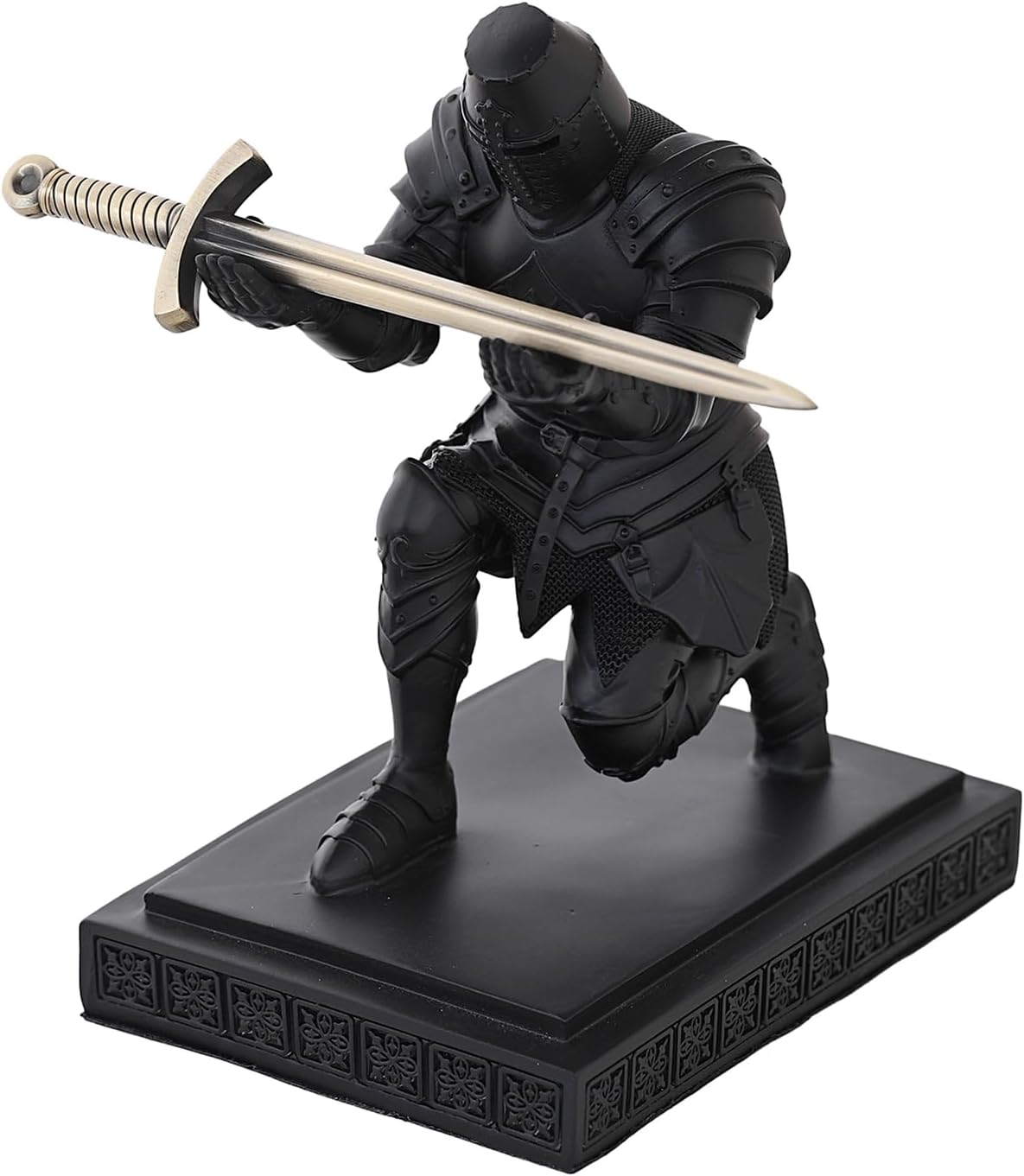 Templar Vanguard Soldier Pen Holder Pencil Stand Desk Organizers and Accessories as Gift for Medieval Warrior Enthusiast (Black)