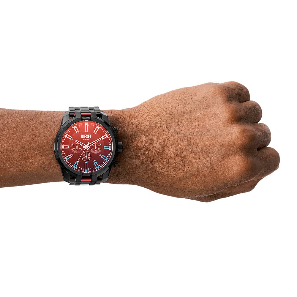 Diesel Split Uhr für Herren, Quarz-Chronographenwerk mit Silikon-, Edelstahl- oder Lederarmband