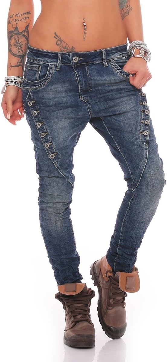 Fashion4Young Women's Empire Jeans turquoise turquoise M = 12