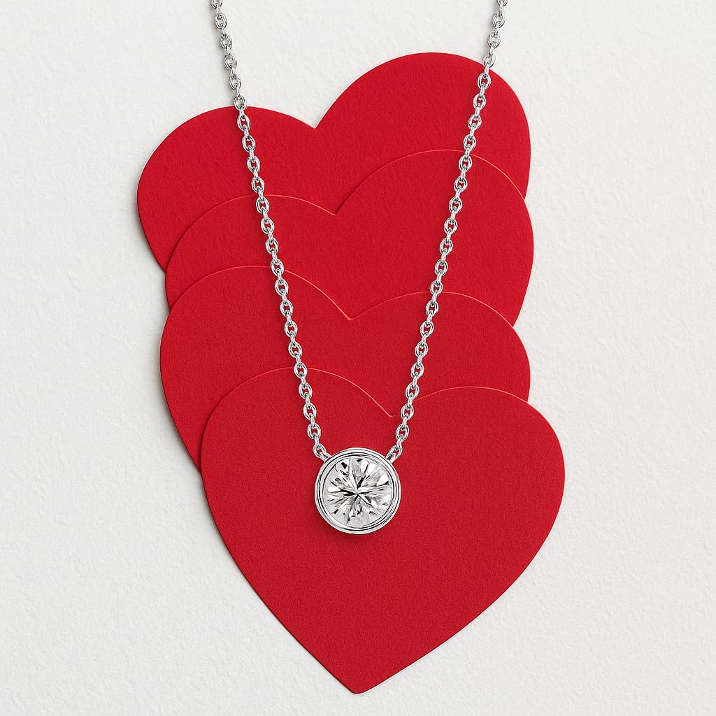 Fascinating Diamonds Bezel Set Solitaire Pendant for Women IGI Certified 14K Gold/Silver Lab Grown Diamond Choker Pendant Necklace With 18" Chain (E-F-G, VS1-VS2, 0.25-5 c.t.w)