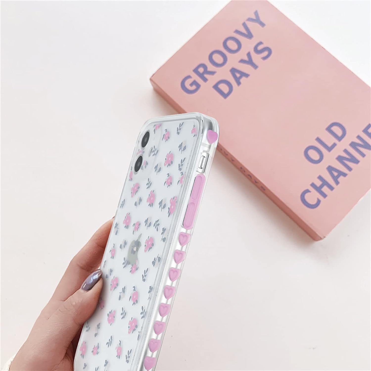 Newseego Compatible for iPhone 11 Case (6.1 Inch),Cute Fashion Purple Small Flower Love-Heart Pattern Soft Clear Flexible Rubber Case Design for Girl Women Soft TPU Silicone Slim Shockproof