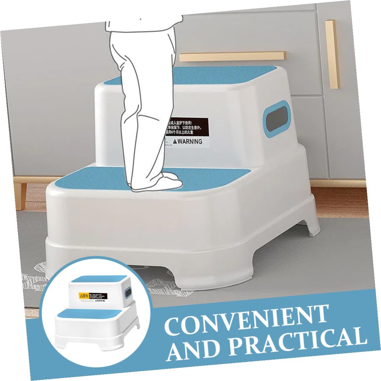 Non-Slip Plastic Step Stool for Bathroom and Toilet Safety Foot Stool with Anti-Skid Surface Lightweight for Washing and Potty Training Peacock Blue