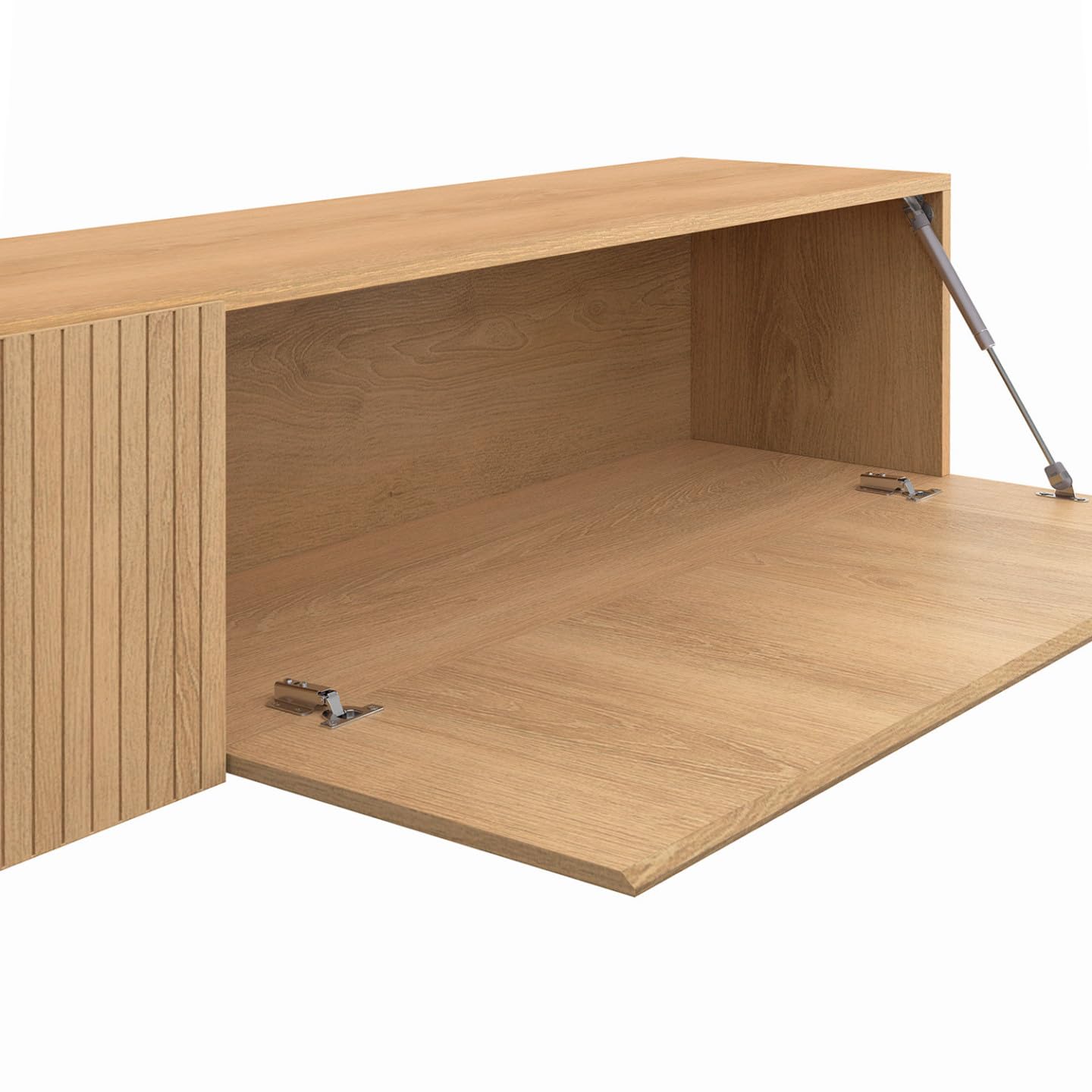 IDMarket - Meuble TV 180 cm Suspendu Juliette 2 Portes Lattes tasseau Bois Coloris chêne