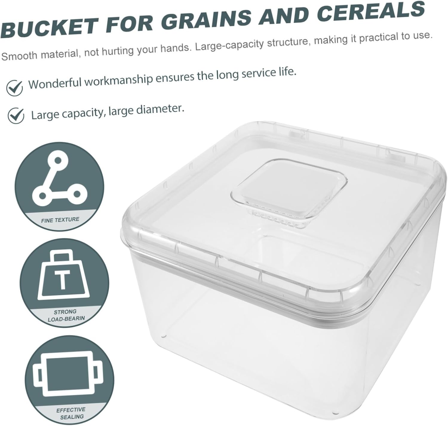 Alipis Large Airtight Rice Storage Container White Food Grade Kitchen Bin for Cereal Grain and Dry Food Storage with Moisture Barrier and Pantry Organizer