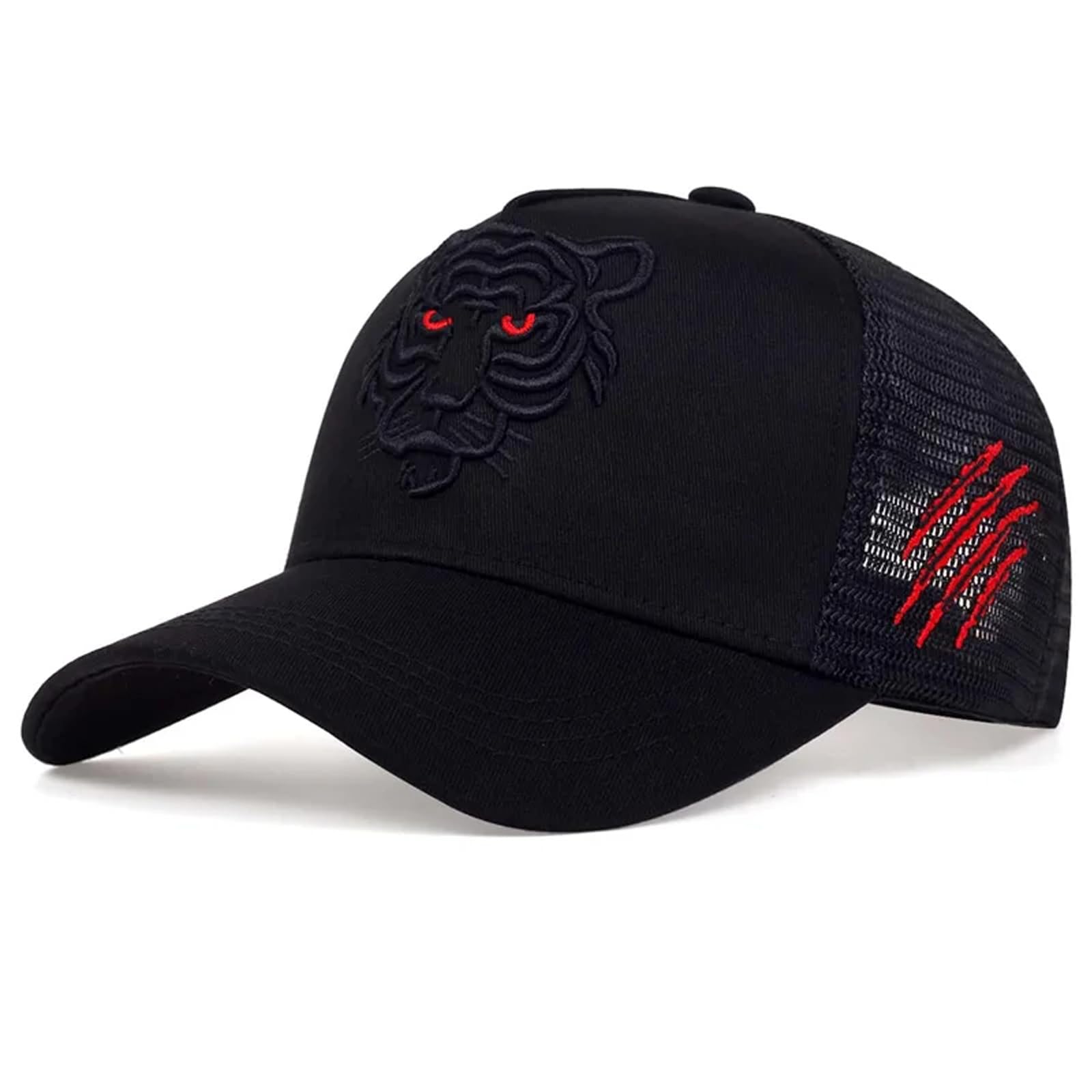 Qohnk Unisex Black01 Baseball Cap Black Tiger Embroidery Baseball Cap Snapback Casual Hat For Men Women Hip Hop Hat Trucker Caps (Black01)