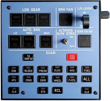 Rowsfire A103 Landing Gear Panel for MSFS 2020/2024 - Aluminum Home Cockpit Gear Lever, Light Sync with FBW/iniBuilds via MobiFlight, VESA Mount Ready