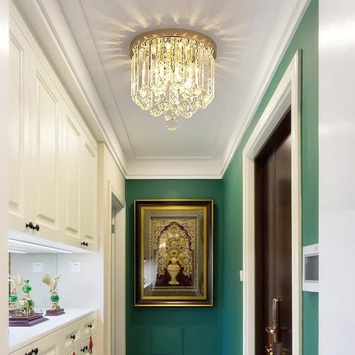 Miniatura 6 de Lámpara de techo con forma de gota de lluvia de cristal, lámpara de techo moderna con enchufe E14E12 para pasillo, dormitorio, comedor, sala de