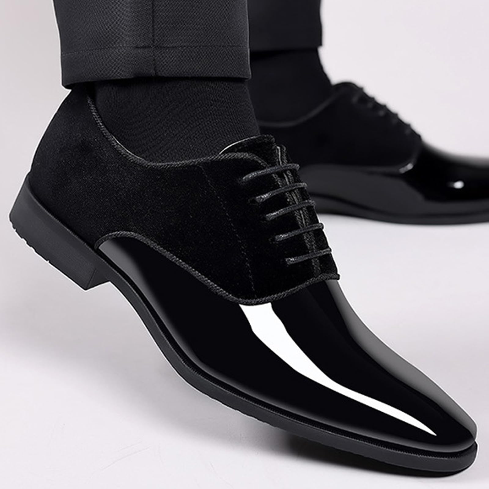 Hombre Zapatos de Vestir Formales con Cordones Zapatos Oxfords de Negocios Charol Zapatos de Boda