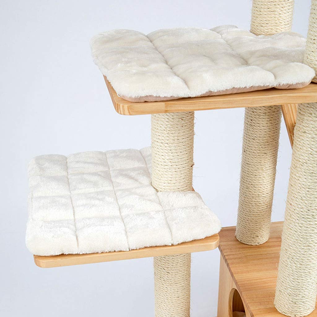 ZAW Kratzbaum Cat Klettergerüst Katzentoilette Baum Verkratzen Spalte Katze-Spielzeug Jumping-Plattform Multi-Layer-Massivholz-Katzenbedarf Katzenbaum Kratzbäume (Color : Wood Color)