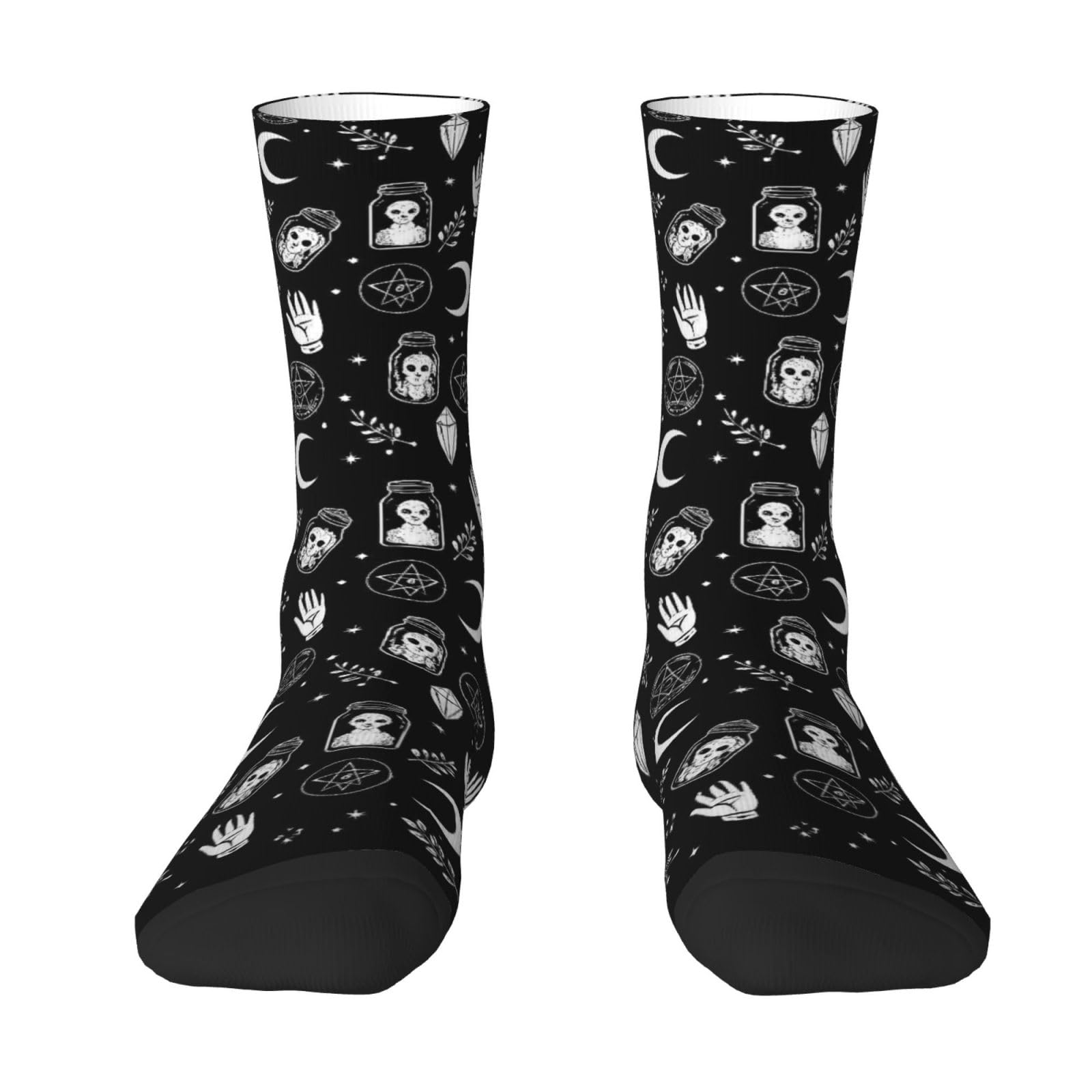 BSDFGSDD Black Cat Moon Gothic Skull Raven Adult Socks Fit 8.7-11.2 Inches