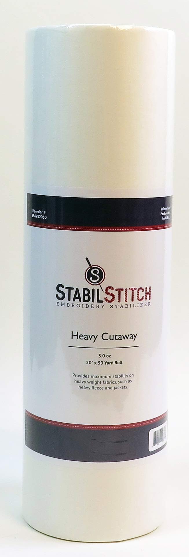 Heavy (3.0 oz.) Cutaway 20" x 50 Yd Roll - Embroidery Stabilizer