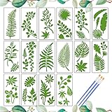 16 Wiederverwendbare Blätter Schablonen Blättern Malerei Schablone Textilgestaltung für Kunsthandwerk Stencil Wandschablone Kunststof Malvorlage für Diy Wände Kunst Scrapbook Bullet Journal Stempel