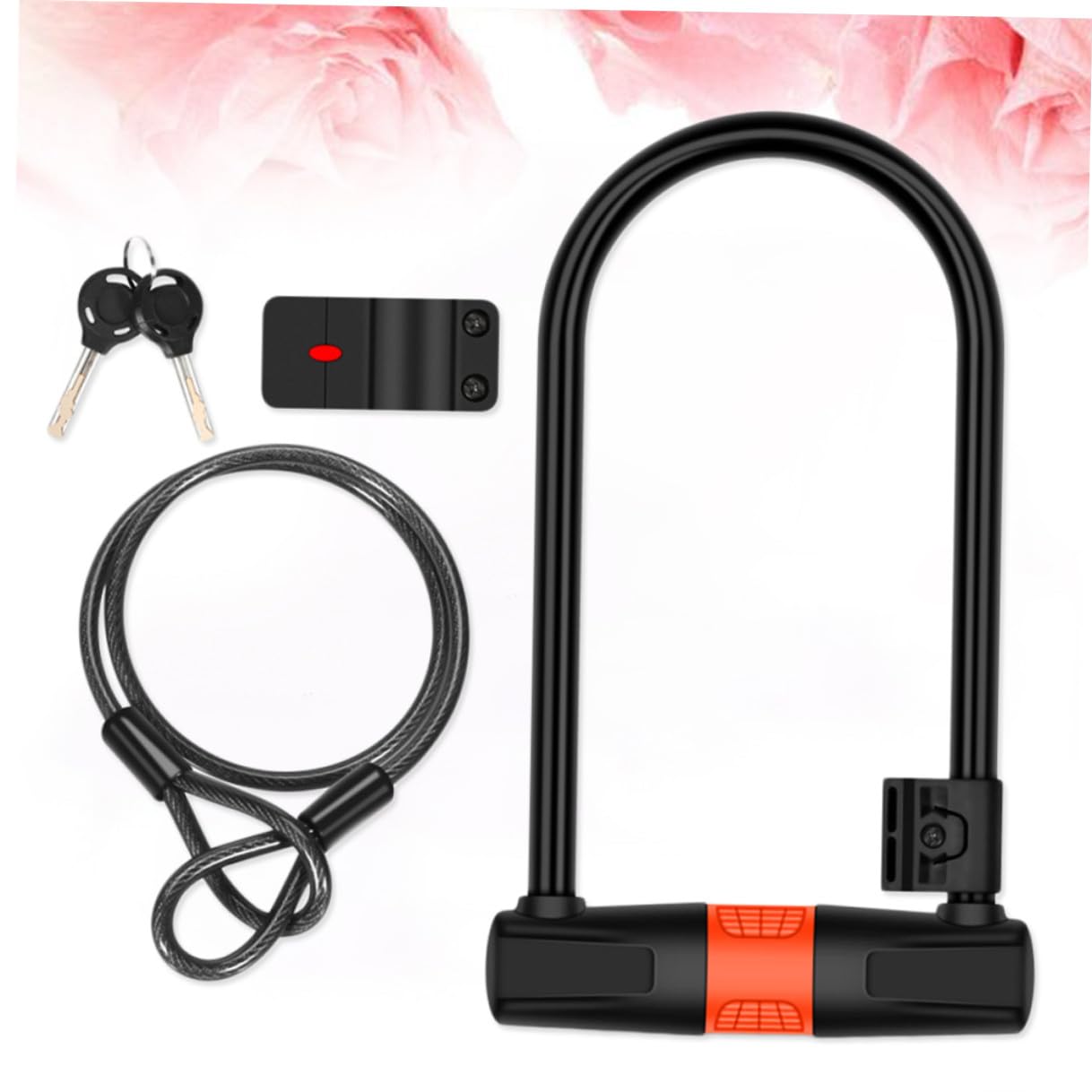 VICASKY Lucchetto Catena Antifurto per Bici Moto Cavo in Acciaio Legato Chiave Accessori per Mountain Bike Biciclette Elettriche Nero Arancione