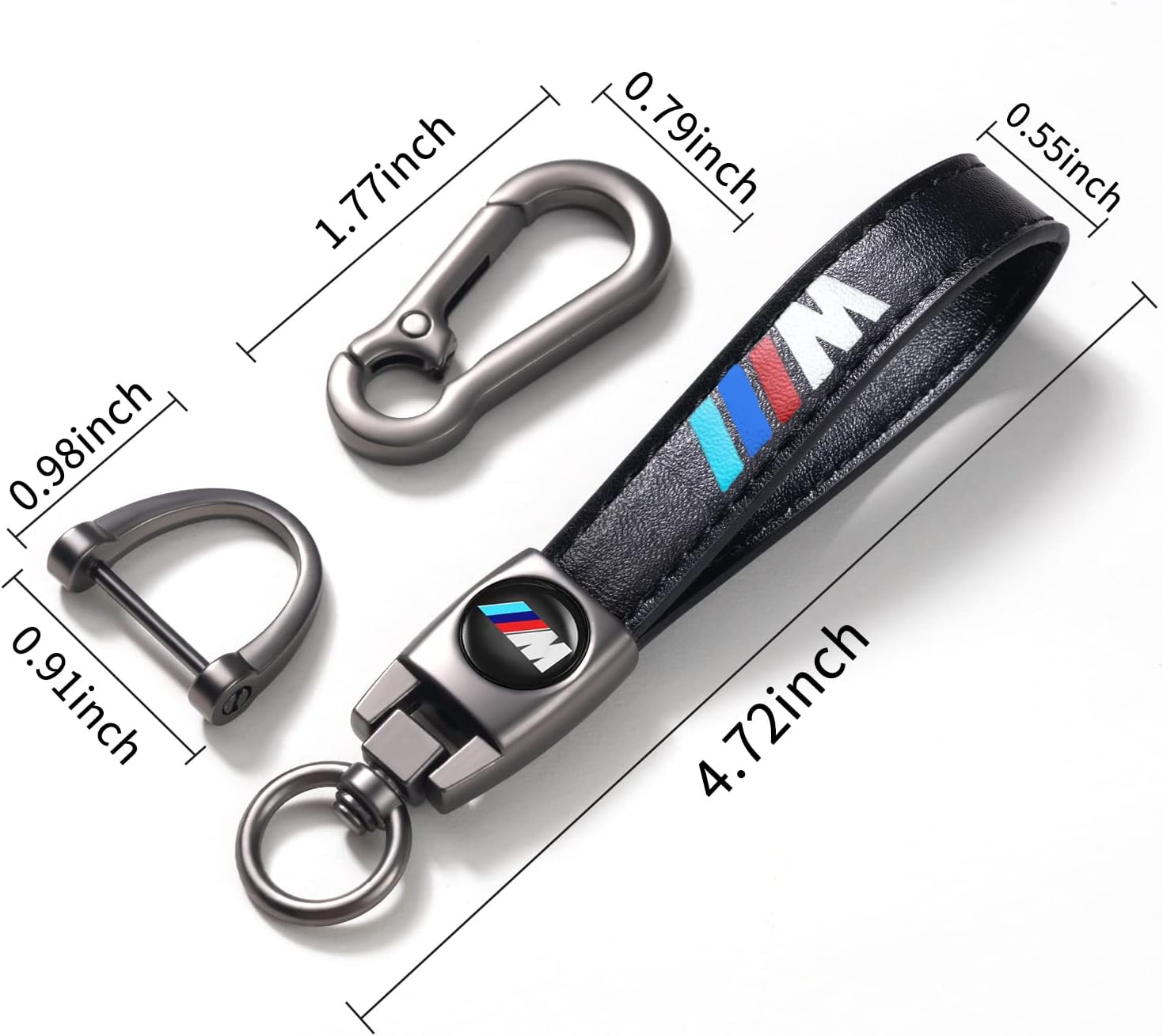 Genuine Leather Car Keychain Compatible with BMW M Key ring Accessories Key Chain Family Present for Man and Woman Black - Image 5