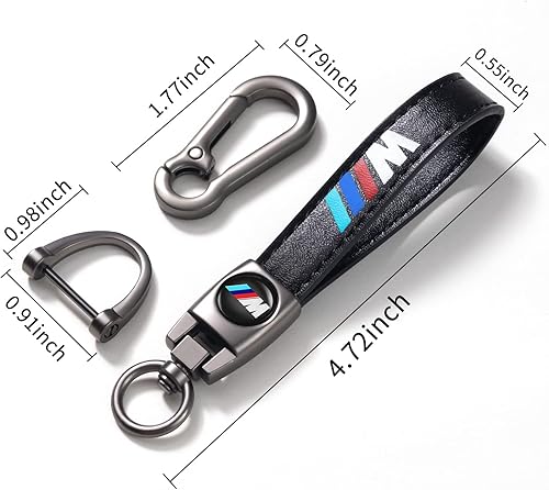 Miniatura 5 de Llavero de cuero genuino para automóvil compatible con BMW M, accesorios para llavero, regalo familiar para hombre y mujer, color negro