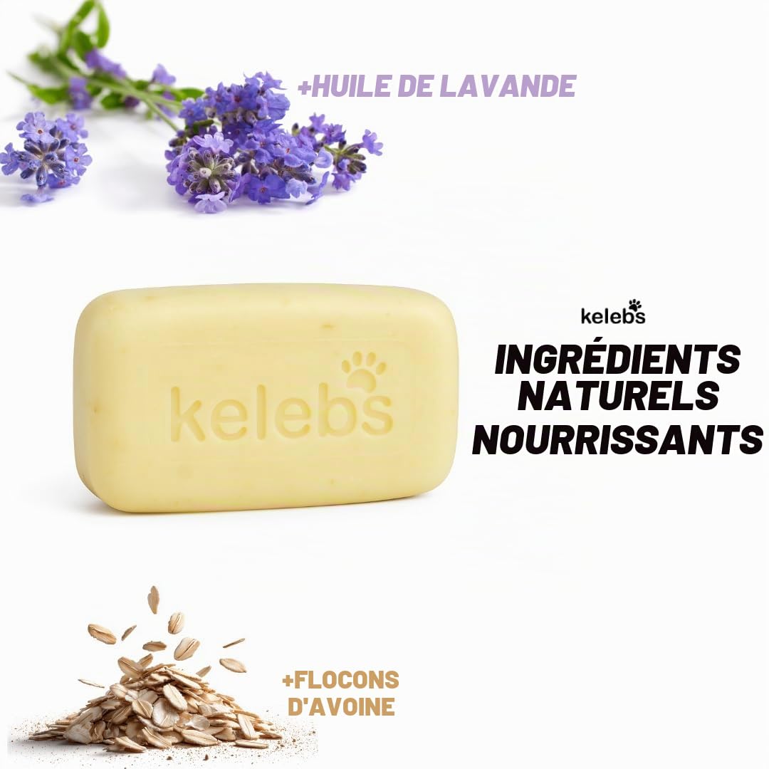 Kelebs Shampoing Chien et Chiot Naturel Anti Démangeaisons Anti Puces Anti Stress a la Lavande Huiles Essentielles Aux Flocons D'Avoine Bio Peau Sensible Anti Odeurs Biodegradable 3 Pieces