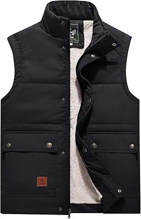 Flygo Men’s Winter Padded Puffer Vest – Thick Fleece Lined, Sleeveless